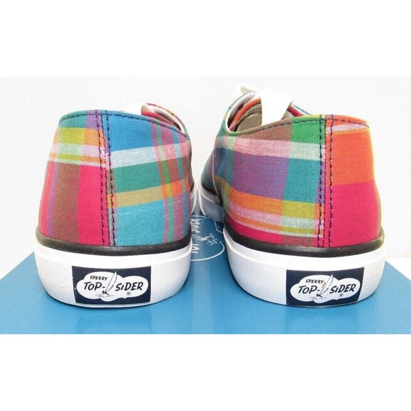 Mens Sperry Top-Sider Cloud CVO Deck Sneakers Plaid Pink Canvas - NWT - STS22337 - Picture 4 of 6